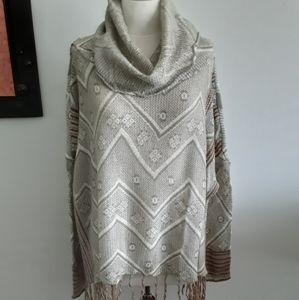 Boho Cowl Neck Pullover Fringey Sweater  Mystree
